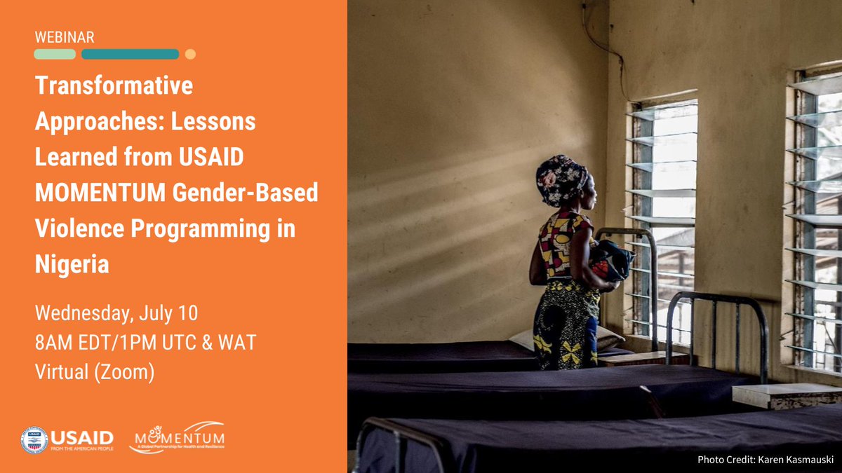 Jhpiego's tweet image. Interested in #gender and #locallyleddevelopment? Don’t miss this webinar exploring lessons, impacts, and learnings from @USAID_MOMENTUM programming on gender-based violence in Nigeria:
zoom.us/webinar/regist…