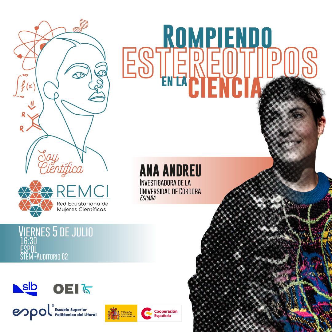 Hoy recibimos a la Primera convención de <a href="/CientificasEC/">👩🏽‍🎓CientíficasEcuador🇪🇨</a> en <a href="/espol/">ESPOL</a> 💪🏼🤩

🛑 Ana Andreu investigadora de <a href="/dfh_uco/">DFH</a> <a href="/Univcordoba/">Universidad Córdoba</a> <a href="/CordobaCiencia/">UCCi Córdoba</a> nos compartirá la charla “Rompiendo estereotipos en la ciencia” 

<a href="/CientificasEC/">👩🏽‍🎓CientíficasEcuador🇪🇨</a>