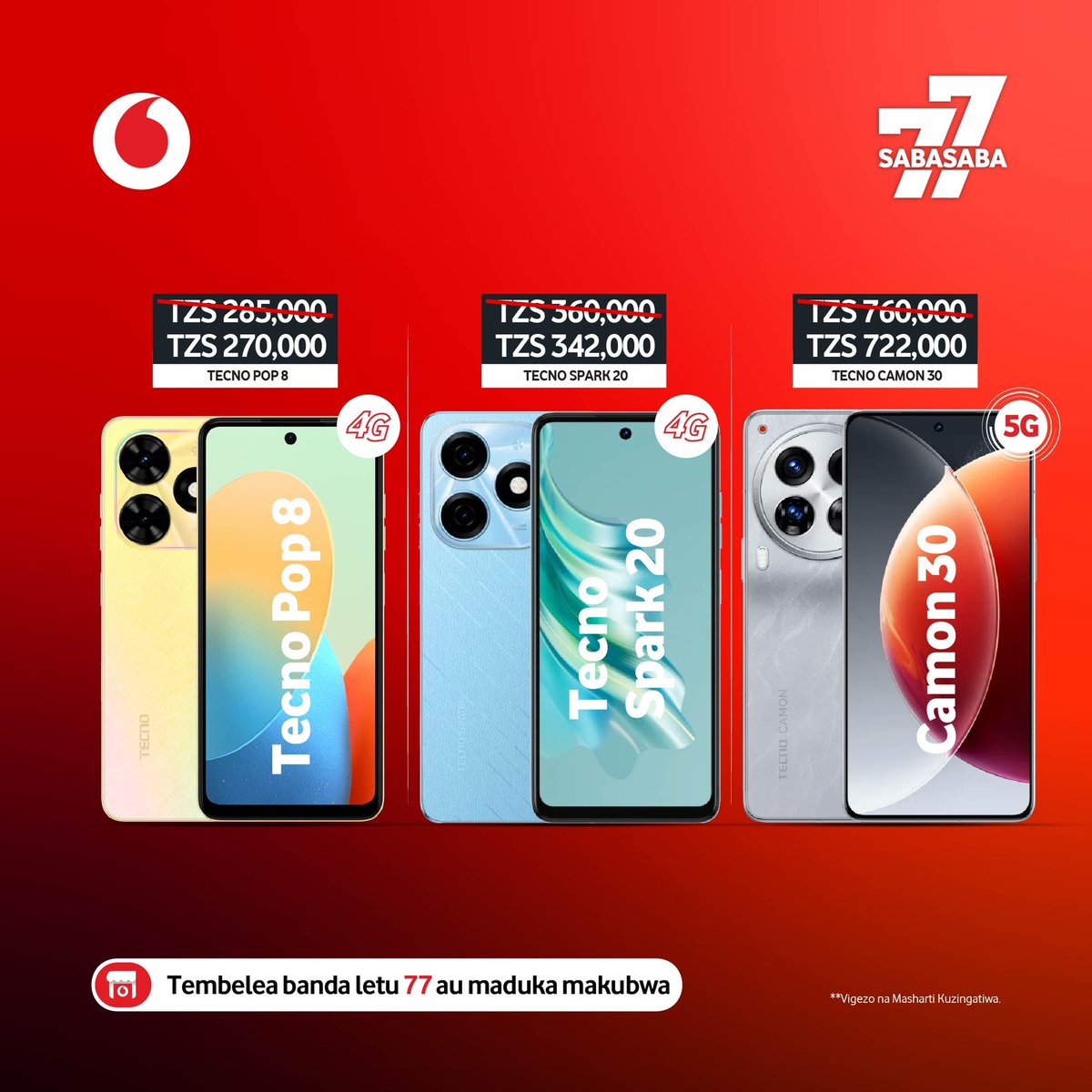 VodacomTanzania's tweet photo. Ofa kabambe Sabasaba hii! Furahia ofa babkubwa kwa kupata punguzo la bei kwa simu zetu. Tembelea banda letu la Sabasaba au maduka makubwa ya Vodacom kupata ofa hizi.
#sabasaba24 #SimuJanja #pamojatunaweza https://t.co/H5cXbuc41x