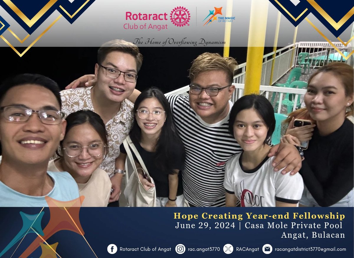 RACAngat's tweet photo. 𝑻𝒉𝒆 𝑹𝒐𝒕𝒂𝒓𝒂𝒄𝒕 𝑪𝒍𝒖𝒃 𝒐𝒇 𝑨𝒏𝒈𝒂𝒕  𝒄𝒆𝒍𝒆𝒃𝒓𝒂𝒕𝒆𝒅 𝒊𝒕𝒔 𝒀𝒆𝒂𝒓-𝑬𝒏𝒅 𝑭𝒆𝒍𝒍𝒐𝒘𝒔𝒉𝒊𝒑 𝒍𝒂𝒔𝒕 𝑱𝒖𝒏𝒆 29, 2024

#RACAngat 
#HomeOfOverflowingDynamism
#YearEndFellowship 
#TheMagicOfRotary 
#District3770 https://t.co/RzxLqgTJ5b