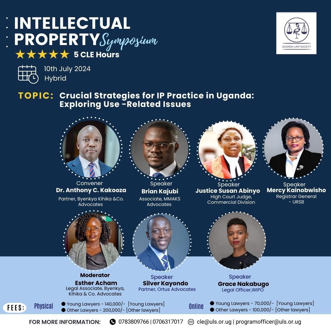 ug_lawsociety's tweet photo. Just 05 days left to the Hybrid Intellectual Property Symposium scheduled for July 10, 2024 at 09:00 AM

Topic: Crucial Strategies for IP Practice in Uganda; Exploring Use-Related Issues

Register in advance for this amazing Symposium!

https://t.co/foqQoTjm4l

Webinar ID: 879 4169 1706
Webinar Passcode: 543396

Secure your Slot NOW!