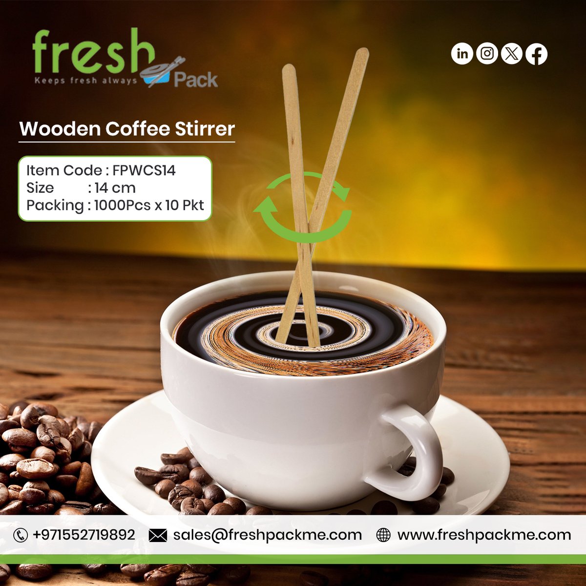 freshpackllc's tweet photo. 𝐌𝐚𝐤𝐞 𝐚 𝐬𝐮𝐬𝐭𝐚𝐢𝐧𝐚𝐛𝐥𝐞 𝐜𝐡𝐨𝐢𝐜𝐞 𝐭𝐨𝐝𝐚𝐲..!😍🥳
Switch to our wooden coffee stirrers and contribute to a cleaner, greener future...
.
.
For Details :
📞 +971555108780
🌐 https://t.co/QtgWWdj0wx
.
.
.
#freshpork #freshpack #coffeestirrer #woodencoffeestirrer https://t.co/ndd8sgmwGO