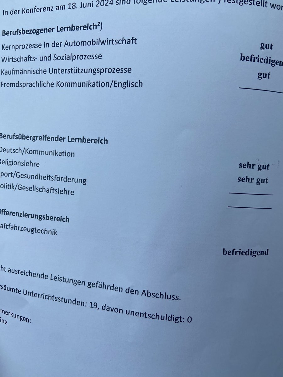 Soweit kann man im ersten Lehrjahr nicht klagen