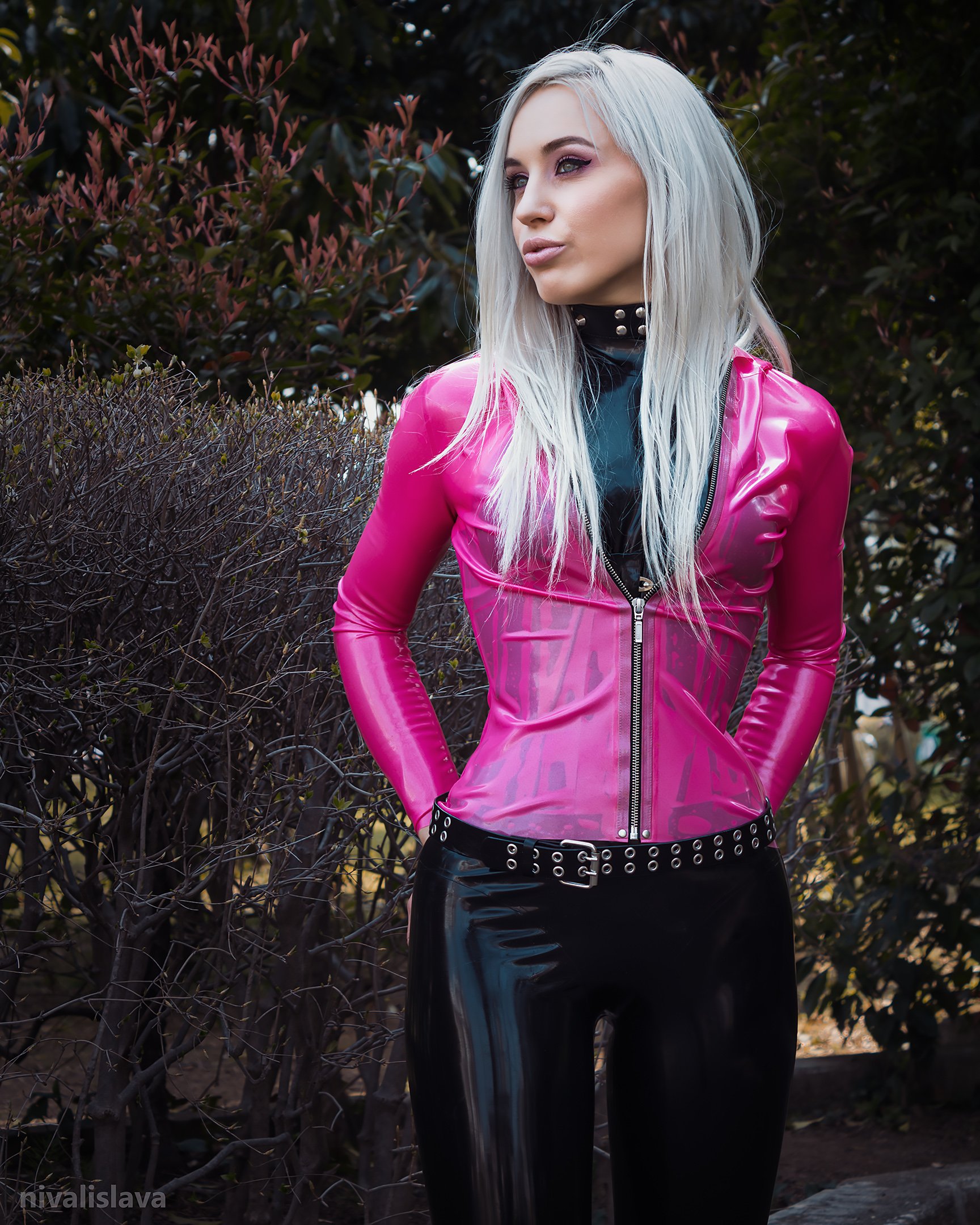 nivalislava on X When in doubt blend in with nature Pink latex jacket bodysuit corset leggings https t s6t7UjqDhn X