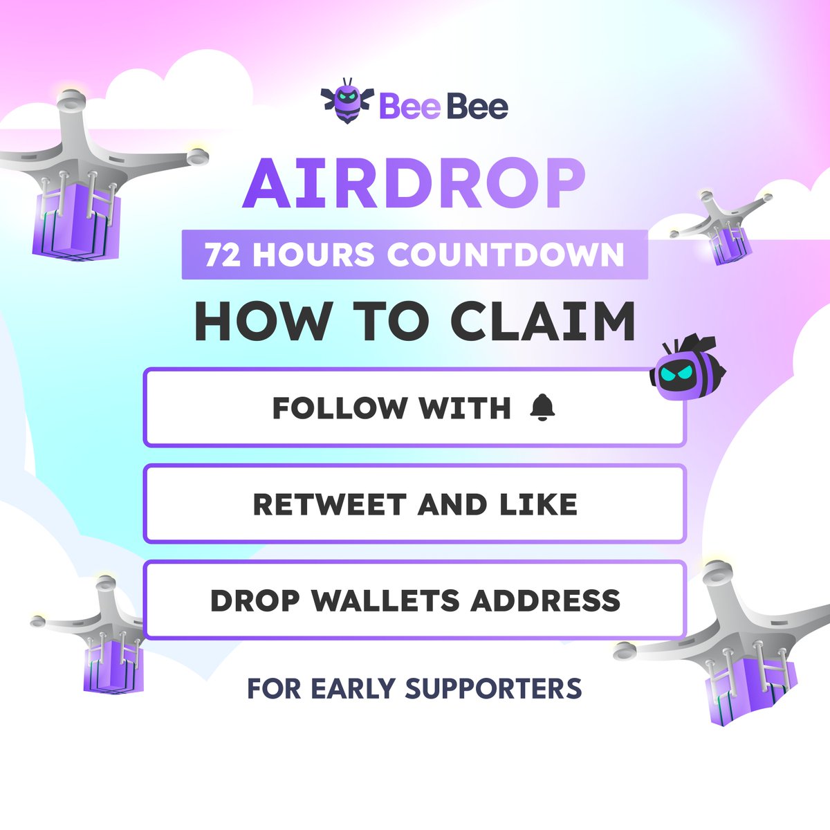 BeeLovesSol's tweet image. $BEE Airdrop Open 🪂 ends after 72 hours
STEP 1: ❤️ + 🔄 + Follow
STEP 2: Drop your $SOL Wallet

Presale is coming 👀