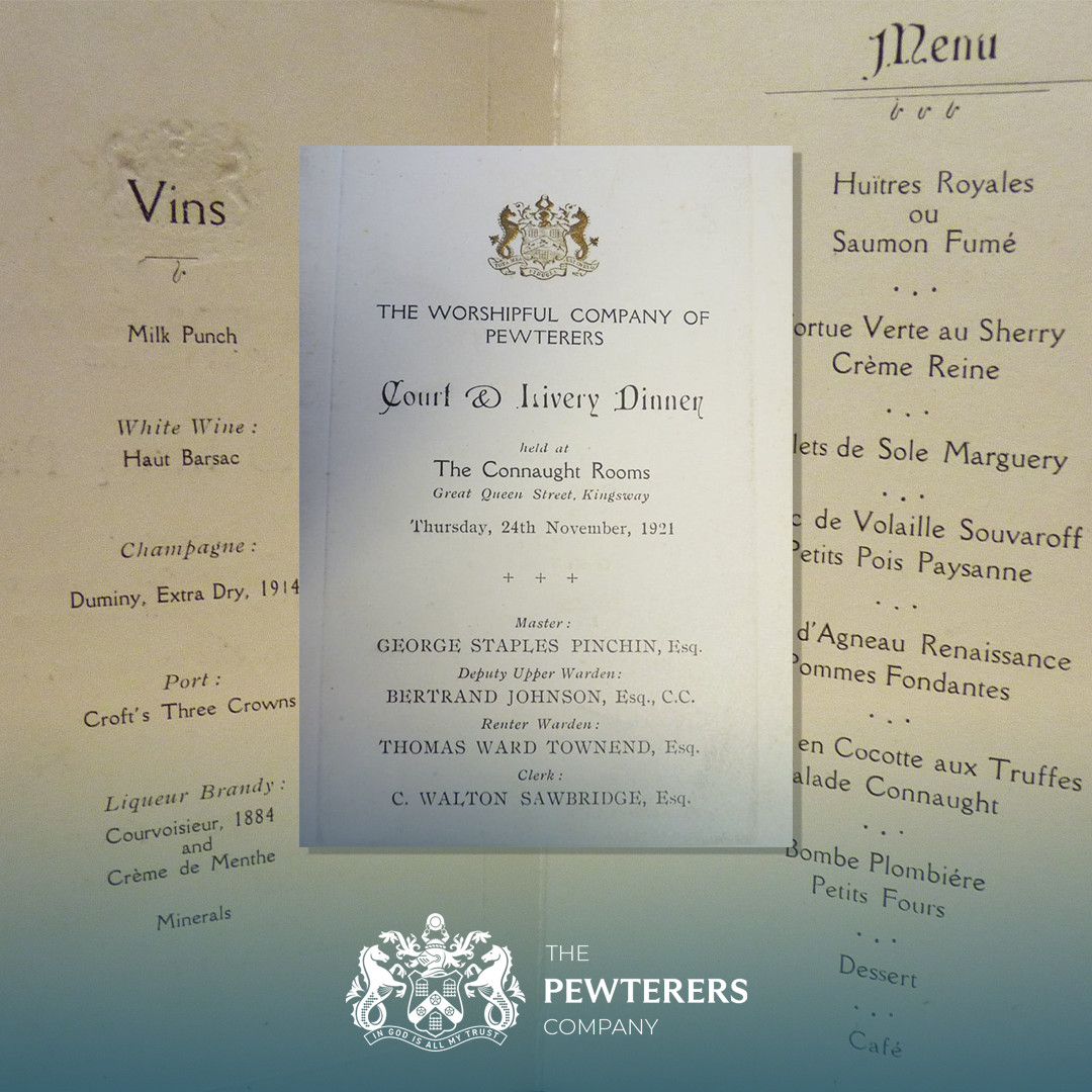The Worshipful Company of Pewterers (@thepewterers) on Twitter photo During this period the #Company would continue to dine at various venues throughout the 19th and early 20th centuries. The company still has several menus for these dinners such as the one pictured above (and as the background) from 1921.
tinyurl.com/2shud58m During this period the #Company would continue to dine at various venues throughout the 19th and early 20th centuries. The company still has several menus for these dinners such as the one pictured above (and as the background) from 1921.
tinyurl.com/2shud58m