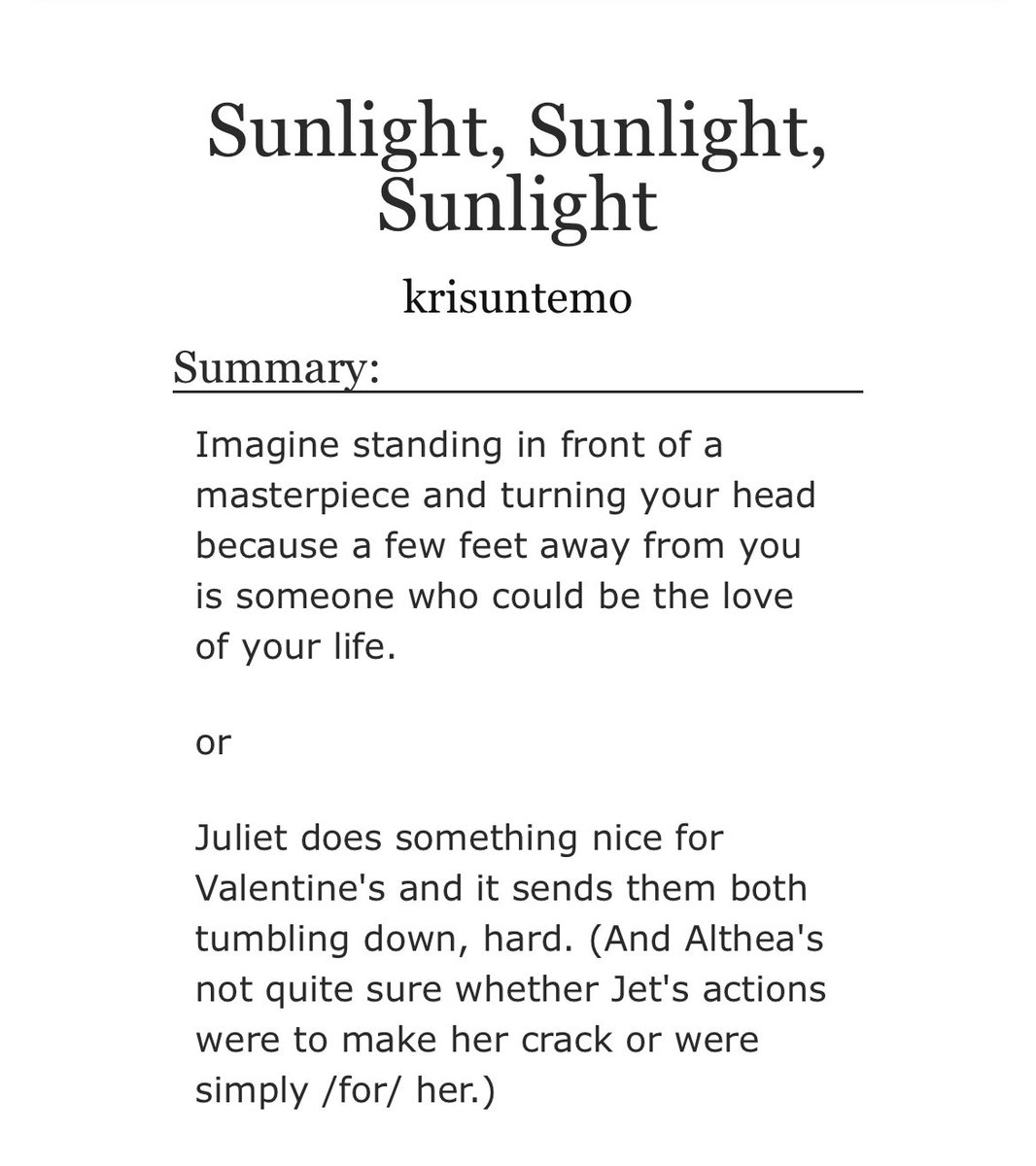 suntinakpan's tweet photo. “They should be putting this out there—this is a show, after all, but for some reason, they don’t. Juliet doesn’t mention it, so neither does Althea.”
A #JulThea one-shot.
https://t.co/hKRgkNVnVa https://t.co/OVunMpUVGB