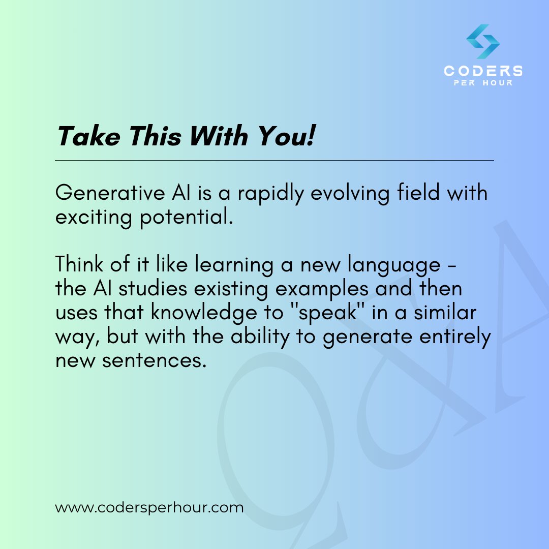 codersperhour's tweet photo. Generative AI: More than just a buzzword! 

#GenerativeAI #AI #MachineLearning #TheFuture https://t.co/YL36UZgHzz