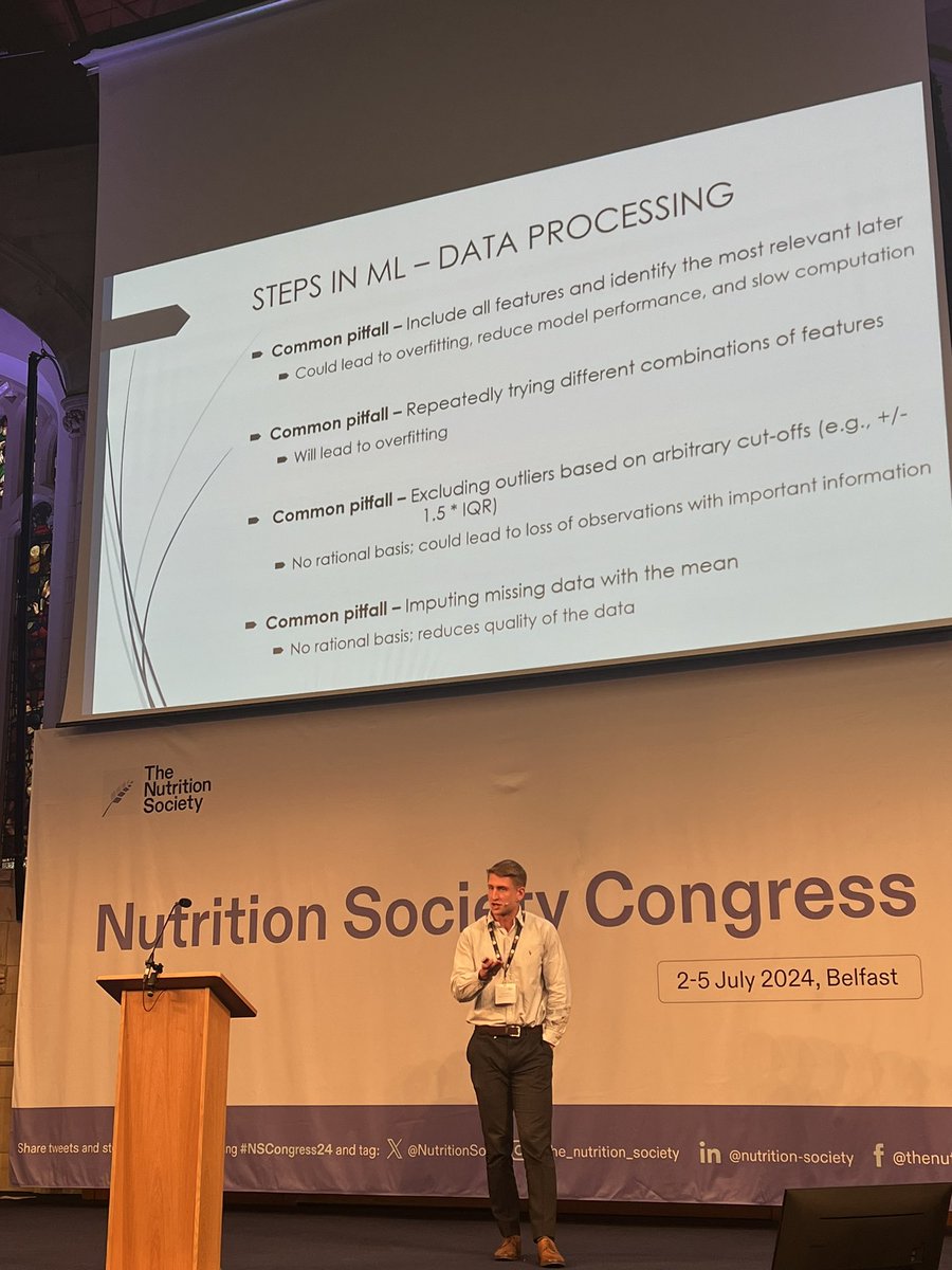 YifanEvan1's tweet photo. Great talk about best practices and common pitfalls in Machine Learning in nutrition research from Daniel Kirk at
#NSCongress24
Machine learning is definitely a promising tool and need to be carefully considered.
Really learned a lot from his talk!
@TwinsUKres @lifecourse_KCL https://t.co/fhb5kIzkaD