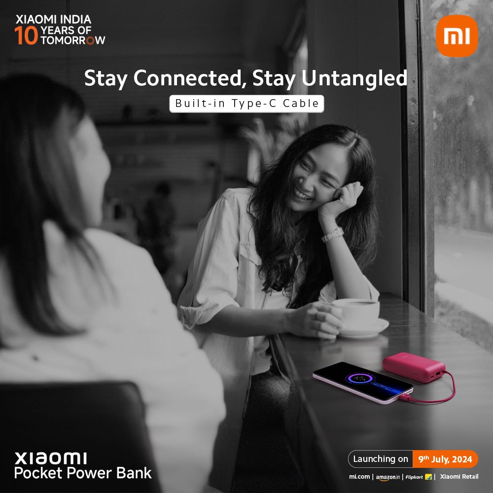 XiaomiIndia's tweet image. Stay charged wherever you are with seamless, hassle-free power on the go with the #XiaomiPocketPowerBank 10000mAh.

Join us on our 10th year anniversary celebration, and witness easy, convenient #PowerOnACord. Launching on 9th July.

Know more: bit.ly/Xiaomi__PowerB…
