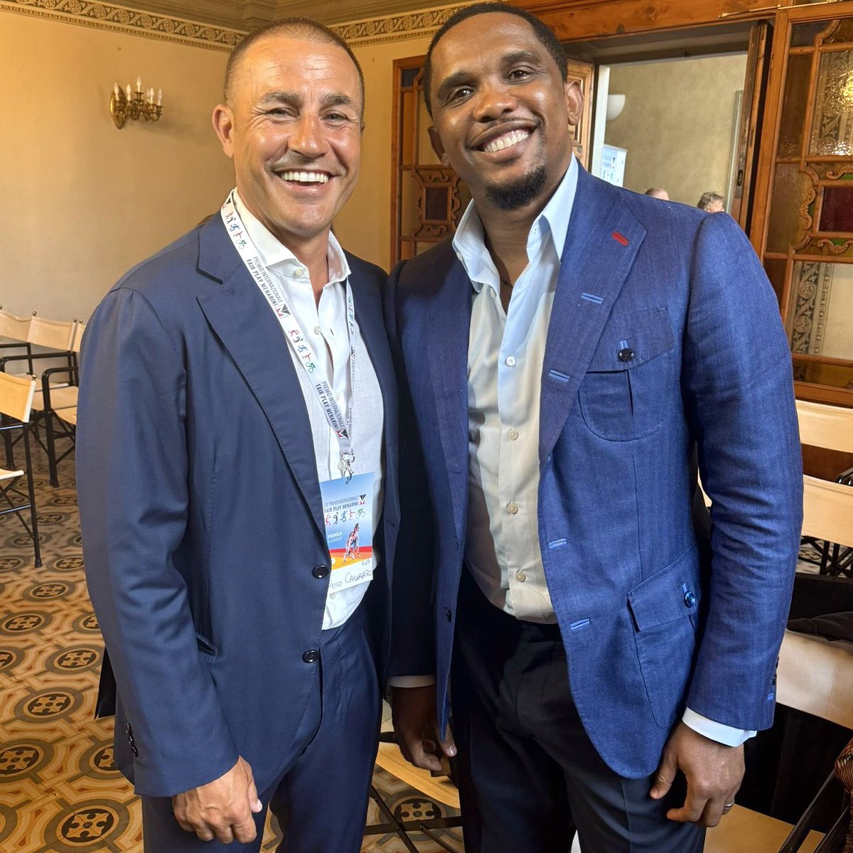 starsonfield's tweet image. 28° Premio Internazionale
Fair Play Menarini
.
#StarsOnField #Sof #FabioCannavaro #SamuelEtoo #FairPlayMenarini