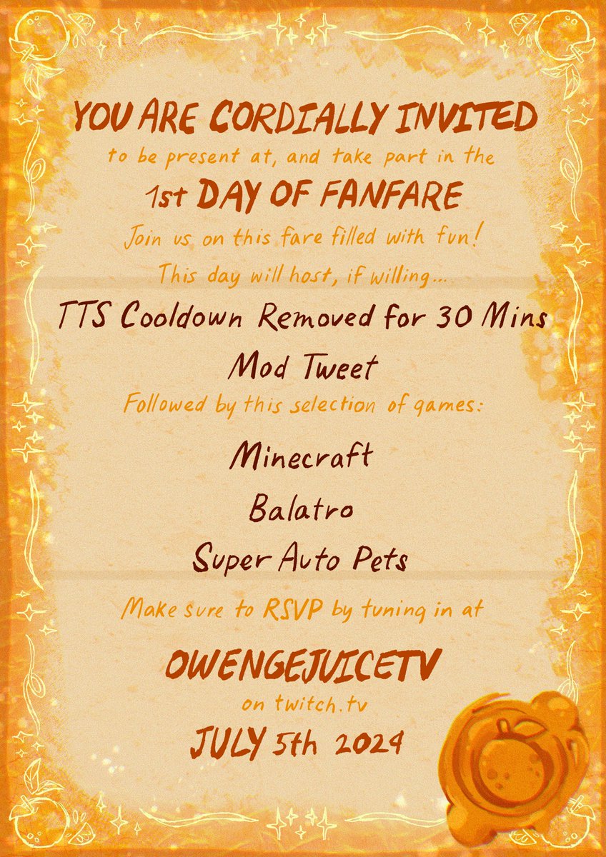The Juiceathon Subathon has STARTED and it is HECTIC ALREADY! 

Day 1 begins now, and you're invited to take part! Here's what to expect from today:

twitch.tv/owengejuicetv