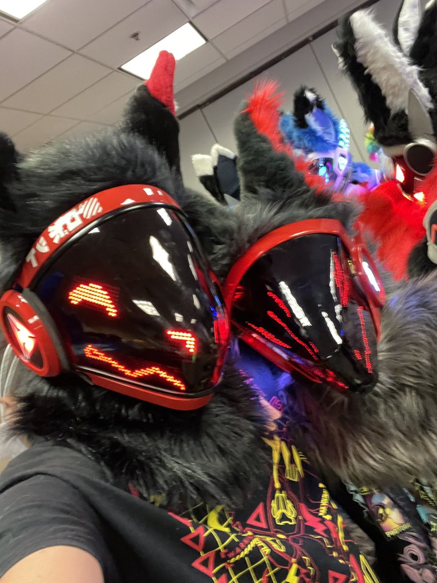 Lovely blurry little photo I got with <a href="/Ryder_the_Proto/">Ryder the Nova</a> in his new INCREDIBLE fursuit

Oh and also happy late Fourth of July

#FursuitFriday