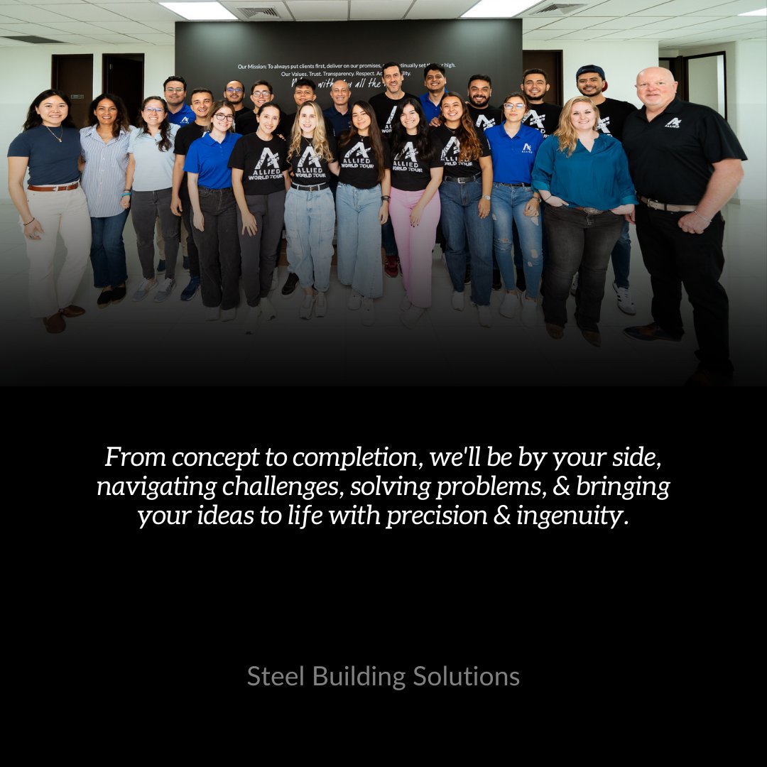 From inception to realization, Allied Engineering is with you every step of the way. Let's navigate challenges, solve problems, and bring your ideas to life together. Your success is our mission! 

#TogetherWeSucceed #FromConceptToCompletion #Steelbuildings #metalbuildingsystems