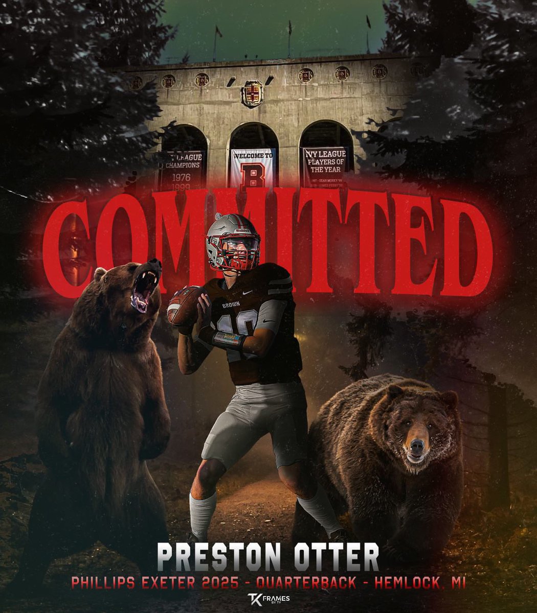 Committed! Go Bears 🐻 <a href="/BrownU_Football/">Brown Bears Football</a> <a href="/BrownHCPerry/">James Perry '00</a> <a href="/PEAFootball/">ExeterFootball</a> <a href="/CoachV1781/">Coach Voulgaris</a>