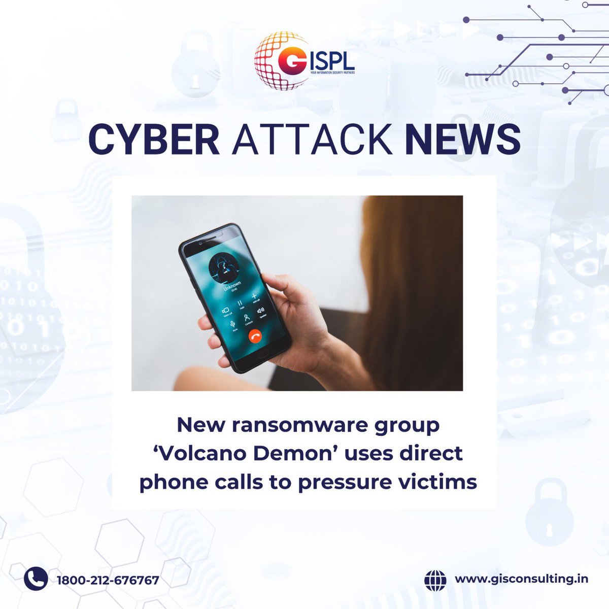 gispl_security's tweet photo. “🚨 Beware of the new ransomware threat! The ‘Volcano Demon’ group is now using direct phone calls to pressure their victims. Stay vigilant and protect your data. Learn more about how to safeguard your information.

https://t.co/lbM8j8Tg6b 

 #CyberSecurity #RansomwareAlert” https://t.co/PwUFkLeQjb