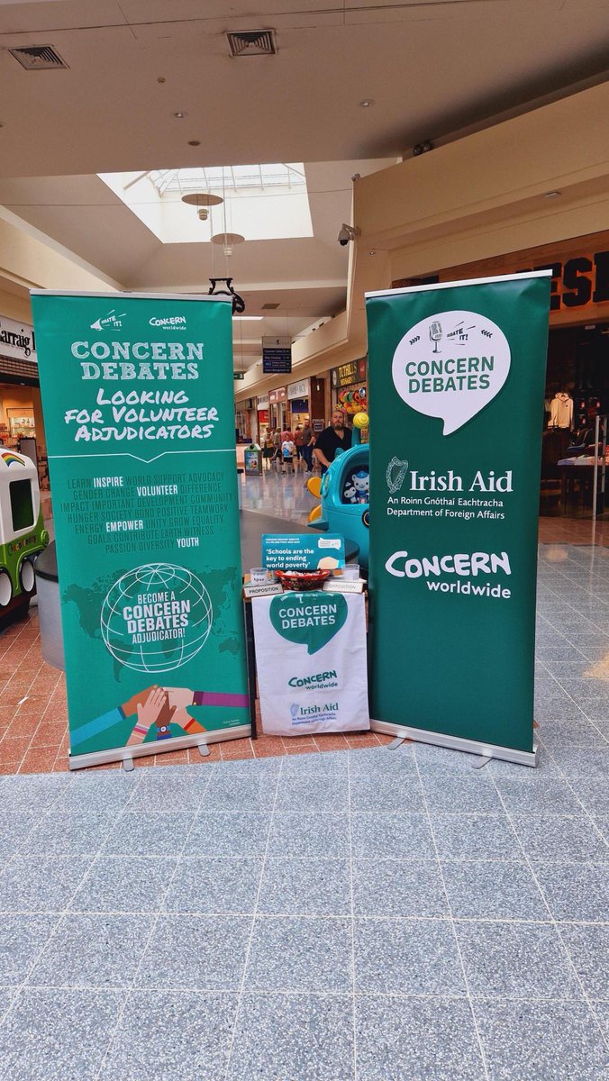 WE’RE RECRUITING VOLUNTEERS FOR THE CONCERN DEBATES PROGRAMME TODAY IN ATHLONE. 

IF YOU’RE AROUND COME CHAT TO US AT THE GOLDEN ISLAND SHOPPING CENTRE 📍