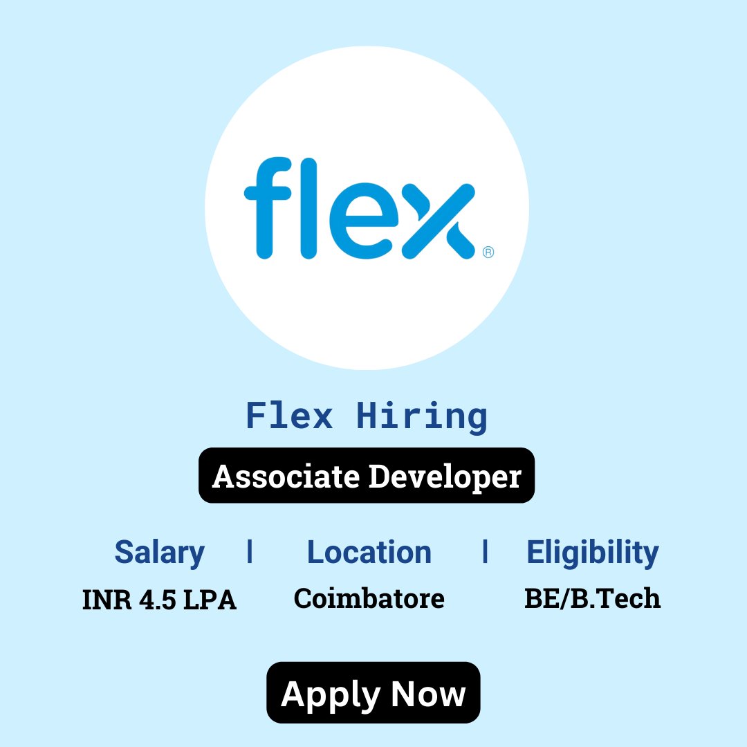 karthikpattadi's tweet image. ๐ Exciting Opportunity! Flex is hosting an Off Campus Drive 2024 for Associate Developer positions! 
๐ Apply Now: zurl.co/MHCl 
๐ฒ Join Our WhatsApp Group: zurl.co/ySPA
#Flex #AssociateDeveloper #offcampusdrive #2024batch #fresherjobs