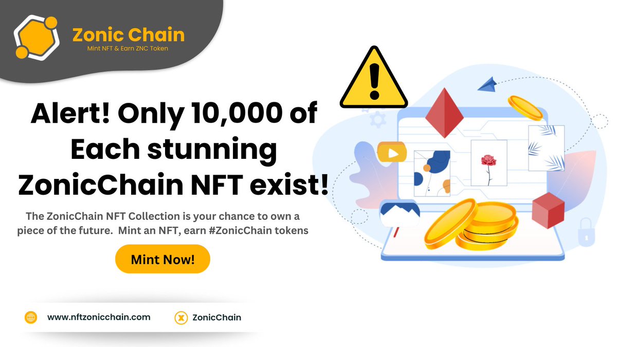 Calling all #crypto-savvy  collectors!   The ZonicChain NFT Collection is your chance to own a piece of the future.  Mint an NFT, earn #ZonicChain tokens, and gain access to exclusive perks like #airdrops &amp; early project previews.   Join the #ZNC movement &amp; redefine digital