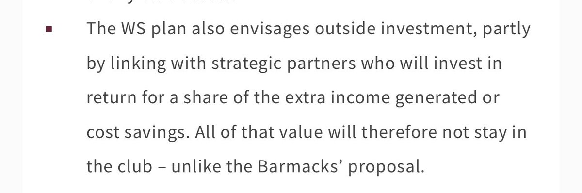 grantrussell_'s tweet photo. A remarkably disingenuous comment from the club exec board.

All the value doesn’t stay in the club if you’re spending £200k on CRM or - over six years - £1.15m on “predictive AI for marketing”.

The WS model proposes partners doing those things for a modest share on upside only. https://t.co/emetq13JLL