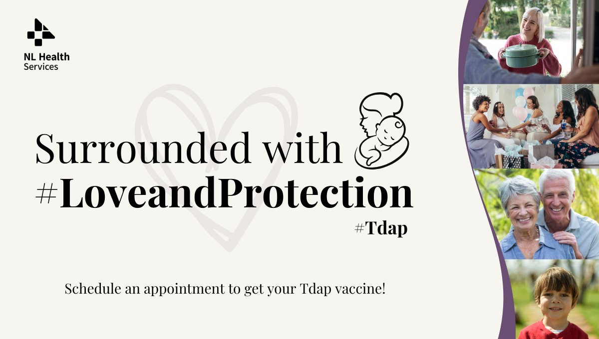 We surround our babies with love, and we all want to protect them! Protect them from whooping cough! 

One way to do that is by getting the Tdap vaccine 2 weeks before meeting/caring for the babies in your life. 

More info: hi.easternhealth.ca/healthy-living… 

#LoveandProtection #Tdap