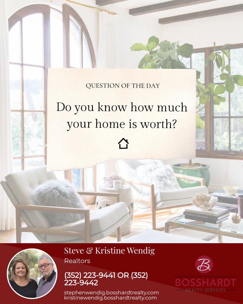 kwendig_realtor's tweet photo. This seems to be the million-dollar question we ask ourselves these days. If you're interested in learning what your home is worth and how much equity you already have, reach out today. You might be pleasantly surprised!
#steveandkristinewendigrealtors #bosshardtrealty https://t.co/7iaK94zCK8