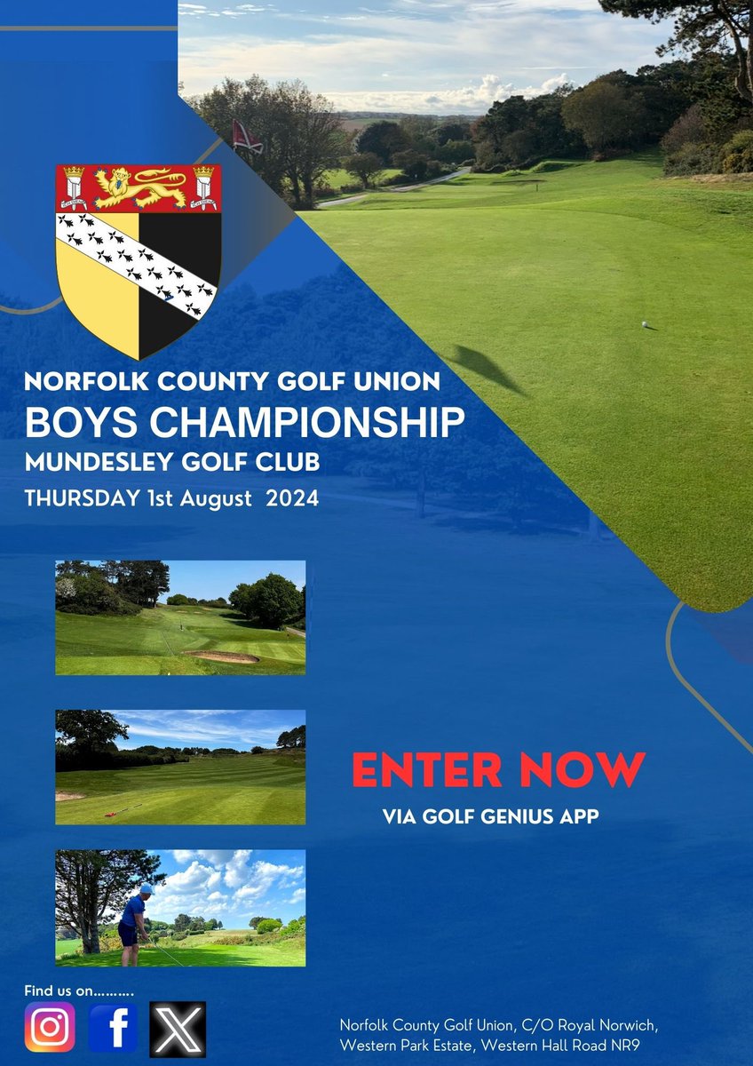 NCGU1908's tweet image. **Attention Junior Golfers!**

There’s still time to sign up for the Norfolk Boys Championship at Mundesley Golf Club. Don’t miss out on this fantastic opportunity to showcase your skills and compete with fellow young golfers.

Register now through the Golf Genius app!