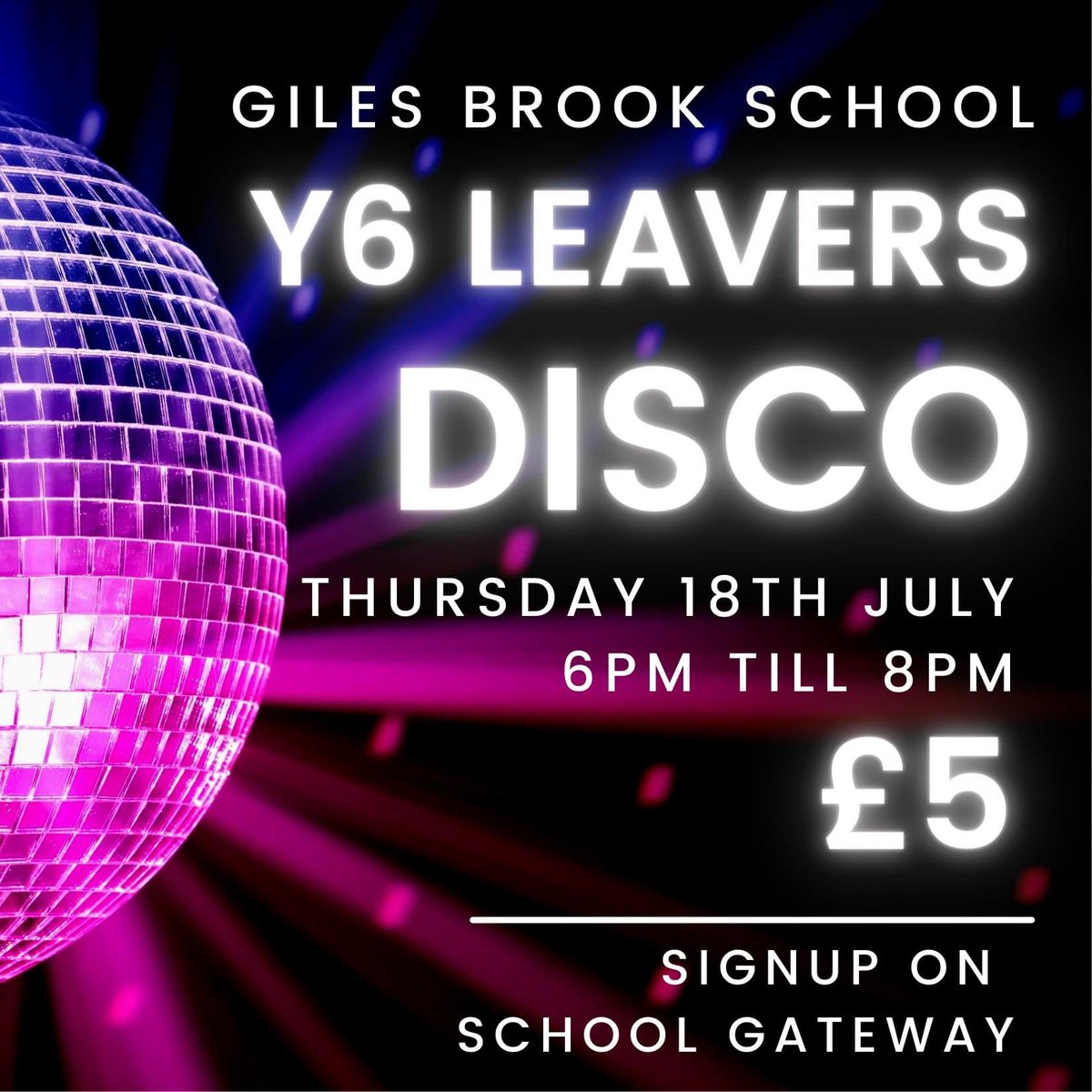 Attention Year 6 Parents! 

Sign up on SchoolGateway

More details: facebook.com/gilesbrookscho…