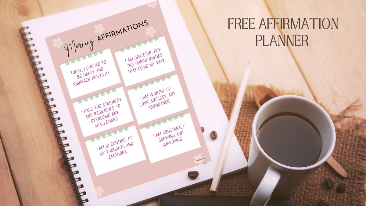 checklistgg's tweet photo. Here Are My Morning Affirmations! Start Your Journey to a Positive Mindset Today! Grab your Free Affirmation Planner now and begin cultivating positivity.
Download your Planner here👇 
https://t.co/PMqWDBiRXt https://t.co/sHKn2C5YlV