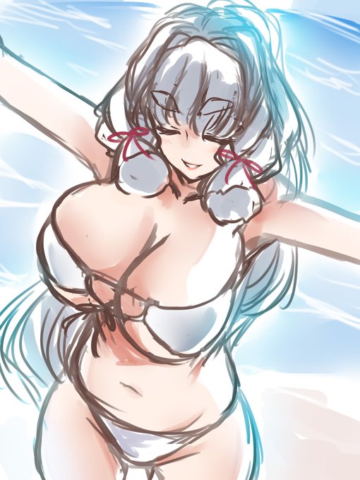 Д◎) よる叢雲 再掲 今日はビキニスタイルの日らしいので…今帰宅したから過去絵で許して…許して… 