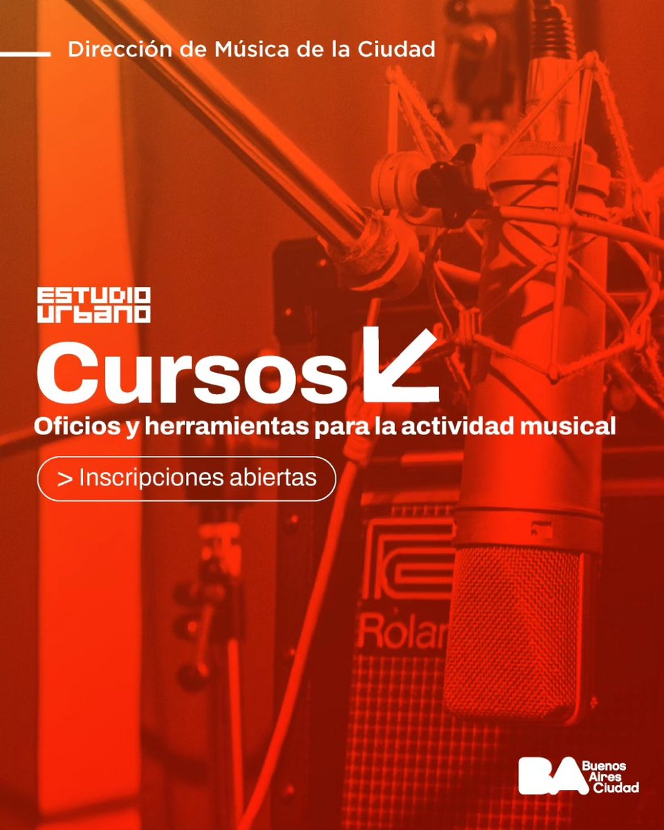 ⚠️ Está abierta la inscripción para los cursos sobre oficios de la música, encontrá toda la info y el formulario de inscripción en buenosaires.gob.ar/cultura/musica…

#EstudioUrbano #cursos #talleres #musica