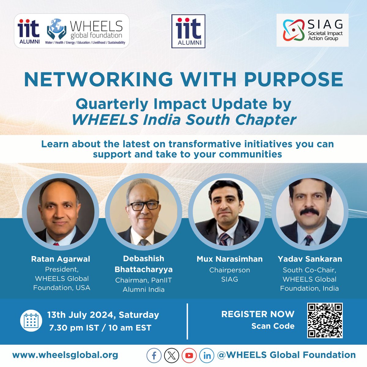 Join the Quarterly Impact Update by WHEELS Global Foundation on 13th July! 🌟 Discover transformative initiatives &amp; hear inspiring success stories. 
 📷 13th July, 7:30 PM IST / 10:00 AM EST  📷shorturl.at/8XOoGFor 
For details shorturl.at/y57m8