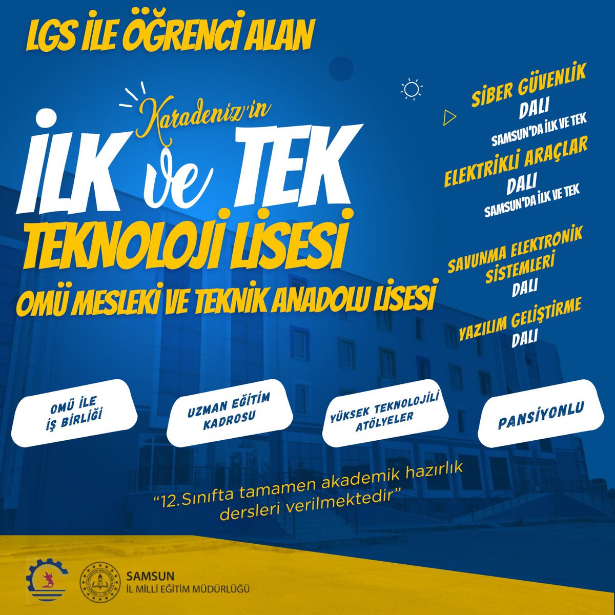 samsunmem's tweet photo. Ortaöğretim Kurumlarına geçecek öğrencilerimize okul tercihlerinde rehber olmak amacıyla;
 🏫okullarımızı tanıyalım
"OMÜ Mesleki ve Teknik Anadolu Lisesi"
🔗https://t.co/sIegrXXy7F https://t.co/WcbXreYXKu