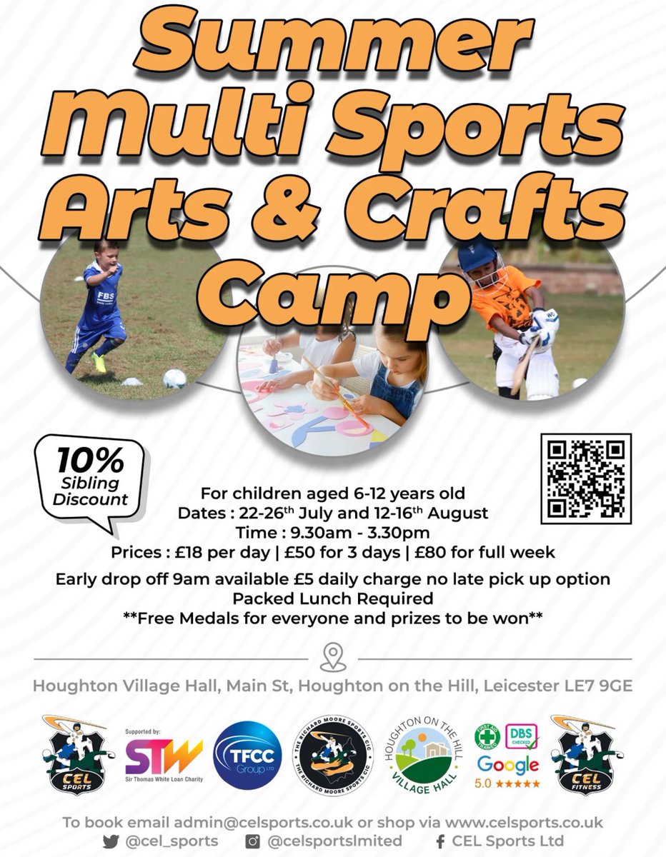 Looking for something fun, interactive and creative for your children to do this summer we are in houghton on the hill this summer come join us lots happening our camps 🎯🏸🏏🎾🏉🏀🏓🏑🥏🎨🖌️🎭🤸<a href="/HoughtonPrimary/">Houghton CE Primary</a> <a href="/TugbySchool/">Tugby C of E Primary School</a> <a href="/billesdonschool/">Billesdon CE Primary</a> <a href="/StLukesThurnby/">St Luke's Thurnby</a> @ActiveLLR
