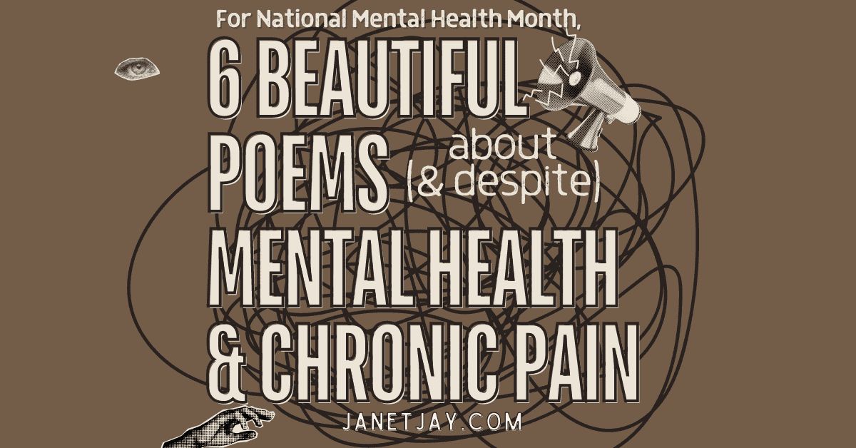 6 beautiful poems about mental health &amp; chronic pain– &amp; despite them! 
By Janet Jay <a href="/janetkjay/">Janet Jay (she/her)</a> 
buff.ly/4ak1tbK