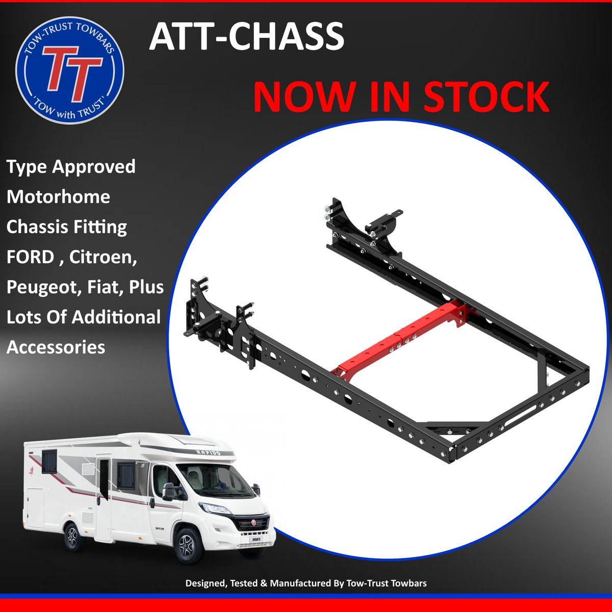 🚨 New Product Launch 🚨

We Are Extremely Excited To Announce We Are Now In Stock Of Our Very Own Type Approved Motorhome Chassis, Available For FORD &amp; PSA Based Motorhomes.

#TTT #TowTrust #TowingTheNation #TowWithTrust #Camping #Touring #Holiday2024 #Vanlife #Holiday #Towbar