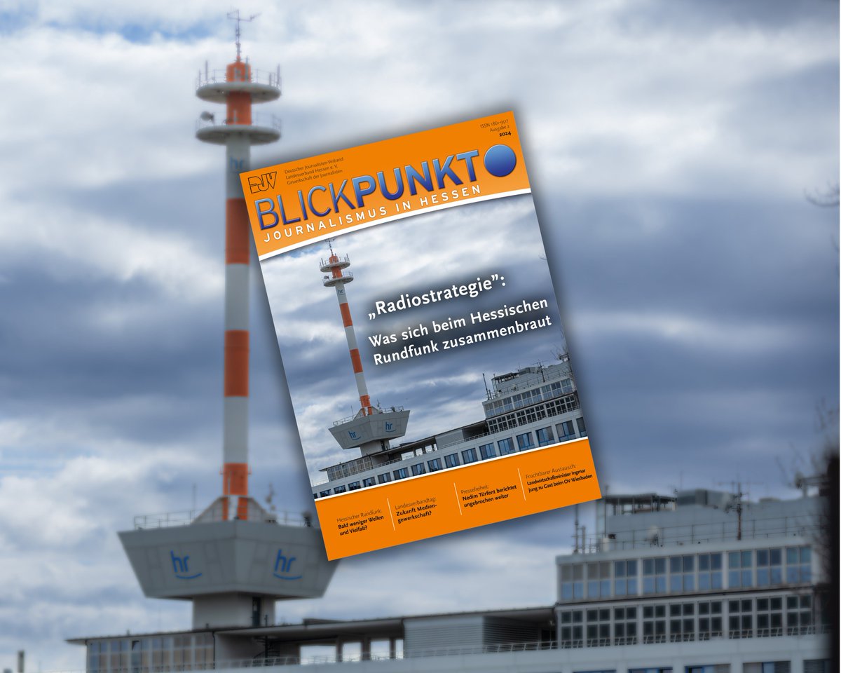 Die neue Ausgabe unseres Magazins "Blickpunkt - Journalismus in Hessen" ist soeben erschienen! Wir laden alle ein, einen Blick in unser kostenfreies Heft zu werfen, das sich diesmal schwerpunktmäßig mit der neuen Radiostrategie des @hrPresse befasst. djv-hessen.de/blickpunkt-jou… (KS)