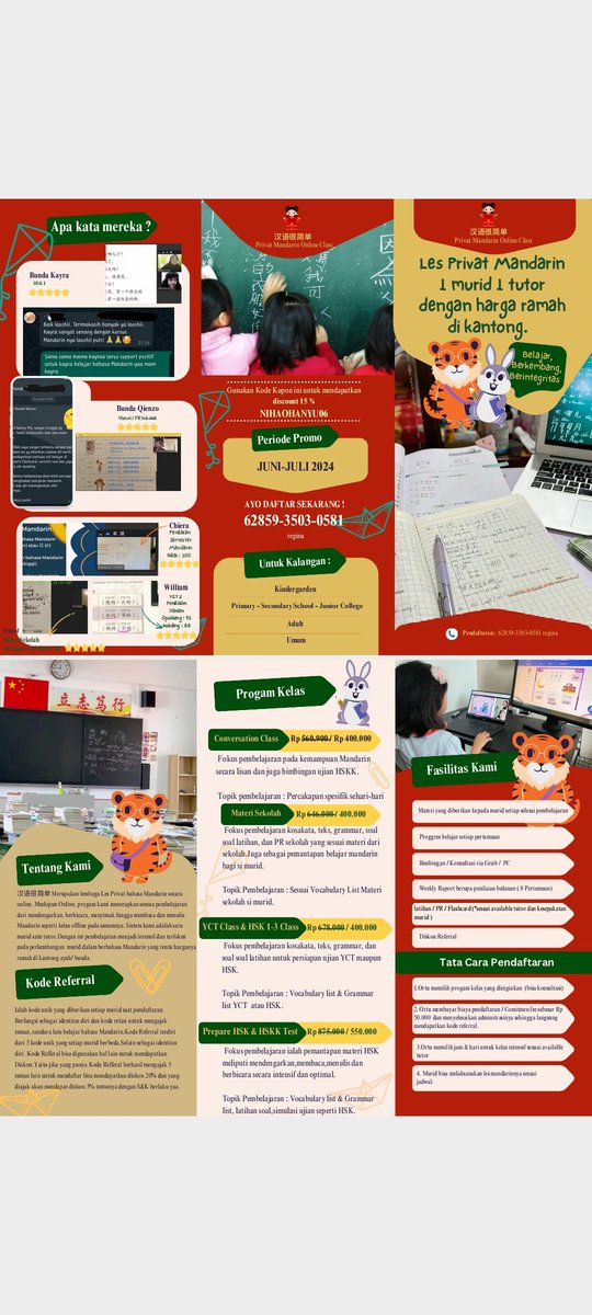 Reginata029's tweet photo. @magmalaya 你好 
大家晚上好 🤩
 
Untuk yang cari privat Mandarin online terpercaya bisa langsung kepoin pamfletnya 🫣 

Atau mau tanya² dulu bowleh
Mau trial class juga bisa

Ayo ajak keluarga, teman, rekan, belajar Mandarin sama² *karna Mandarin itu penting !* https://t.co/4dEN9nubLs