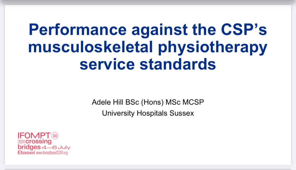 Next up: I’m presenting in the Innovative Models of Care session 

#IFOMPT #IFOMPT2024