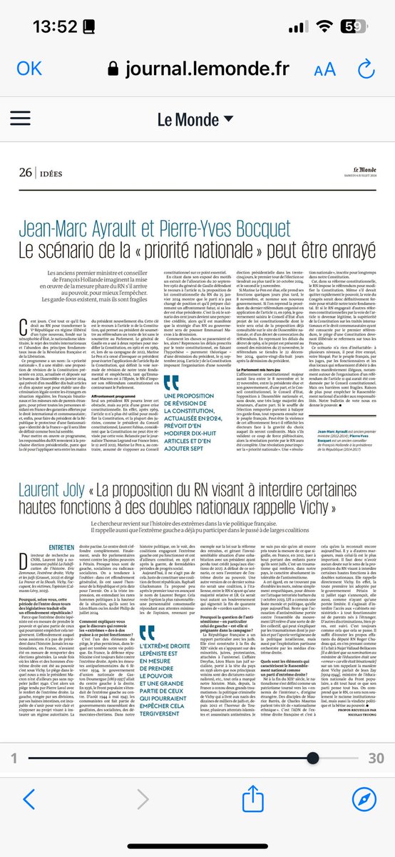 svklvo's tweet photo. #Laurent_Joly « La #proposition du #RN visant à #interdire certaines #hautes_fonctions à des #doubles_nationaux #rappelle #Vichy » https://t.co/0cO12Swxxq