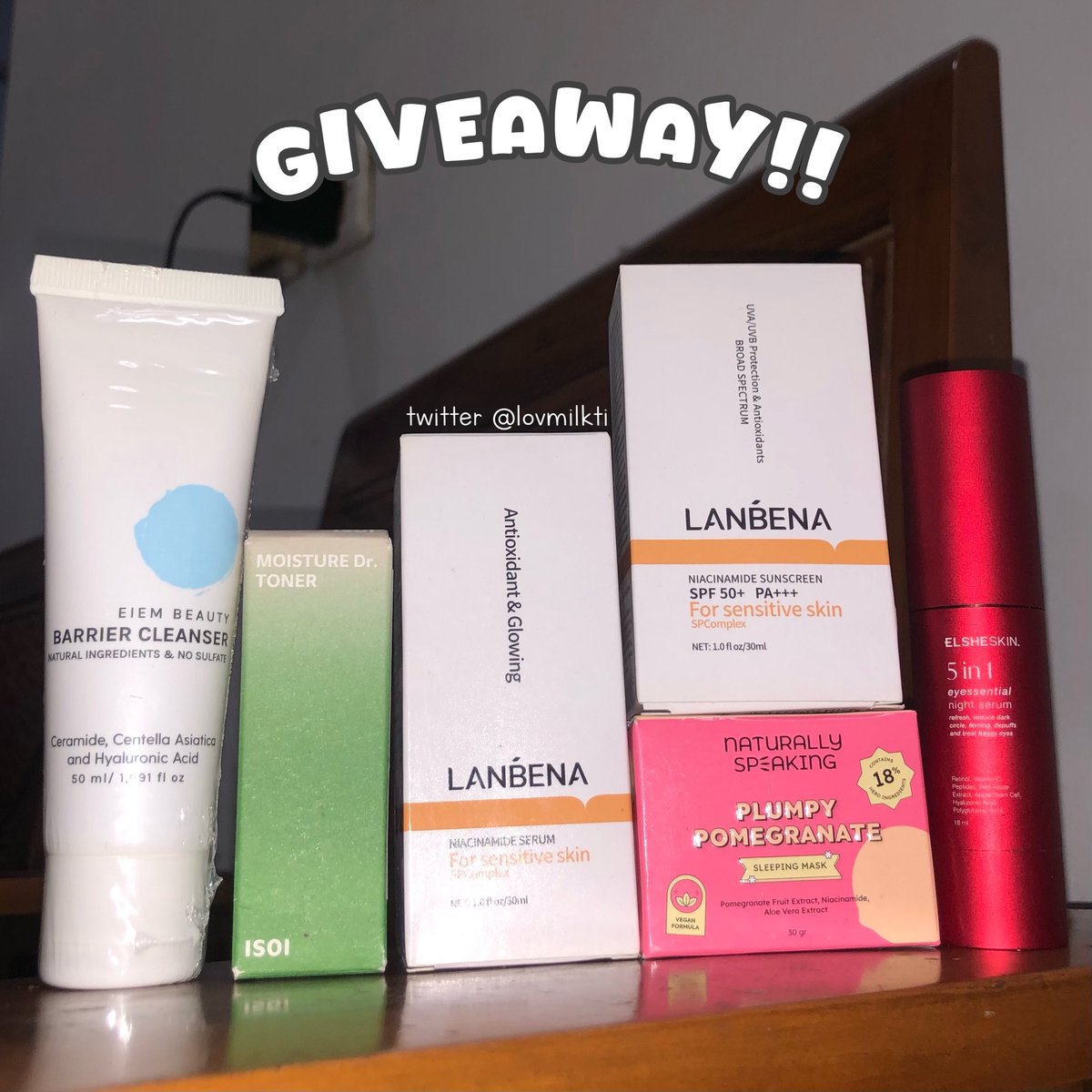 lovmilkti's tweet photo. Mau gak?? GRATISSSS

🫵🏻 buat 1org beruntung
dpt elsheskin, isoi, naturally speaking, lanbena, eiem beauty

caranya
follow aku, rt like tweet ini, reply “mau donggg”

Aku umumin tgl 9. Goodluck🧚🏻‍♀️ https://t.co/STXyuBcL1a