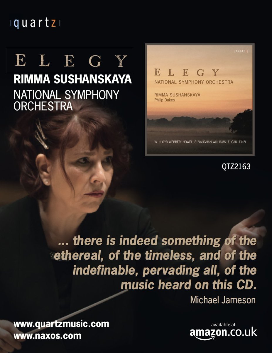 A captivating collection of English string music "Elegy" is released in July on the Quartz label. Very many congratulations to Rimma Sushanskaya and Philip Dukes for their eloquent and alluring performances. We are very proud of this disc and have high hopes for its legacy.