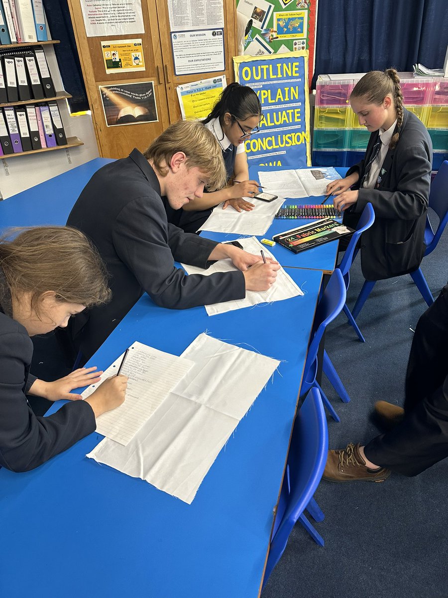 StGabsRE's tweet image. Some of our wonderful RE ambassadors are preparing for our Primary school visit next week where we will be inviting the students to make a hunger cloth @GA_Bury @OurBury #primaryschoolproject #StrongerTogether @StGabsBury