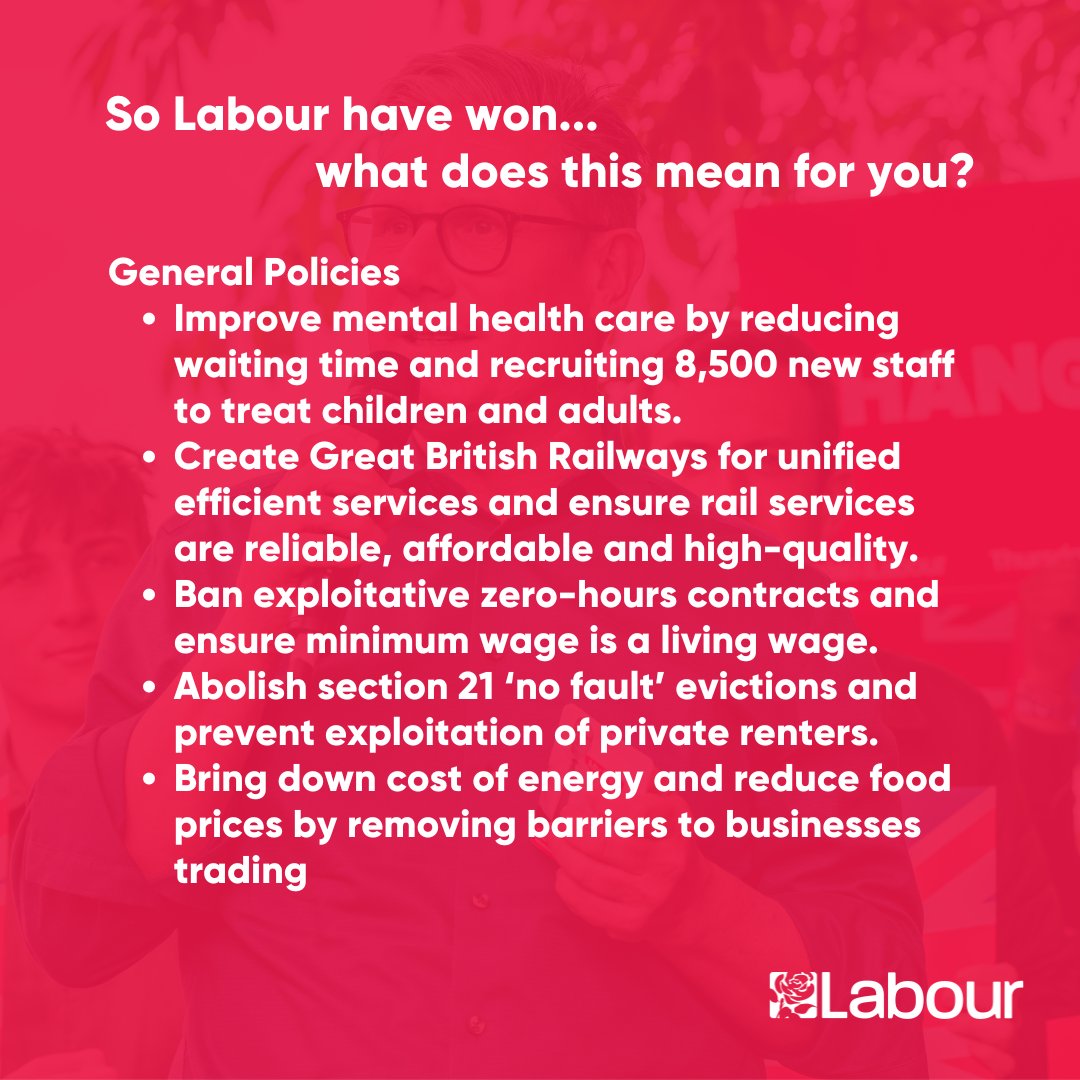 The results are out!

Labour has won the General Election.

You might be wondering what this means for you so here are some of the party's biggest policies.

Photo courtesy of the Labour Party