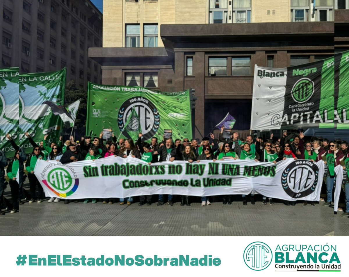 agrupblanca_ate's tweet photo. JORNADA NACIONAL DE LUCHA
Nuestro sindicato no resigna puestos de trabajo y asume su rol en una crisis económica y social sin precedentes, generada por un gobierno que solo se concentra en persecuciones y despidos arbitrarios.
ATE no abandona.
BASTA DE DESPIDOS EN EL ESTADO https://t.co/Fk1RRwX92z