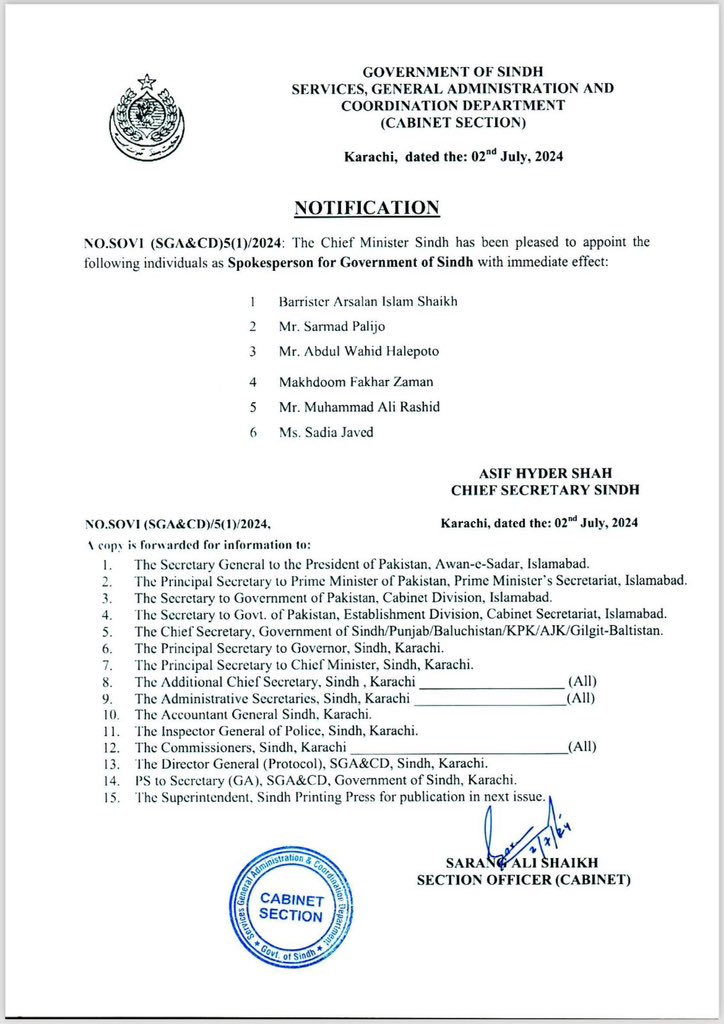 Tarikkhattak's tweet image. Many congratulations to the recently appointed SACMs &amp;amp; Spokespersons of the Govt of Sindh.
I hope they will perform their role as per the expectations of the leadership &amp;amp; will discharge their duties in a professional way to facilitate the public. 
#PPPFamily #SACM #Spokesperson
