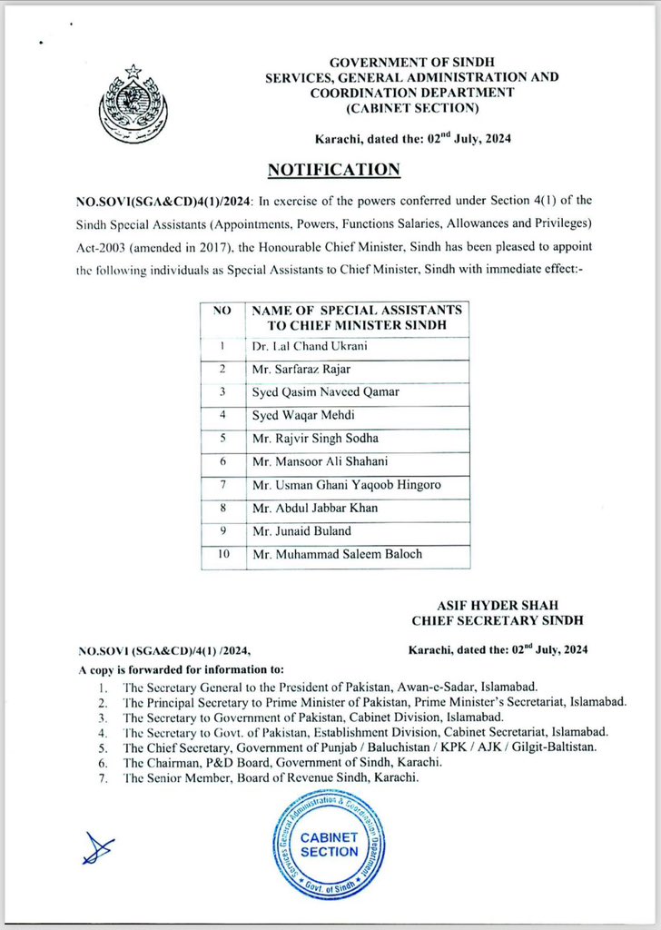 Tarikkhattak's tweet image. Many congratulations to the recently appointed SACMs &amp;amp; Spokespersons of the Govt of Sindh.
I hope they will perform their role as per the expectations of the leadership &amp;amp; will discharge their duties in a professional way to facilitate the public. 
#PPPFamily #SACM #Spokesperson