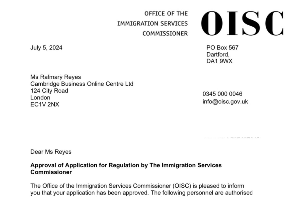 rafmarybaker's tweet image. Dear world, 

I have just received some major news: I have been accredited as an immigration advisor in the United Kingdom, and @camonlinecentre now also operates as an immigration law firm, regulated by the Office of the Immigration Services Commissioner. #OISC #OISCRegulated