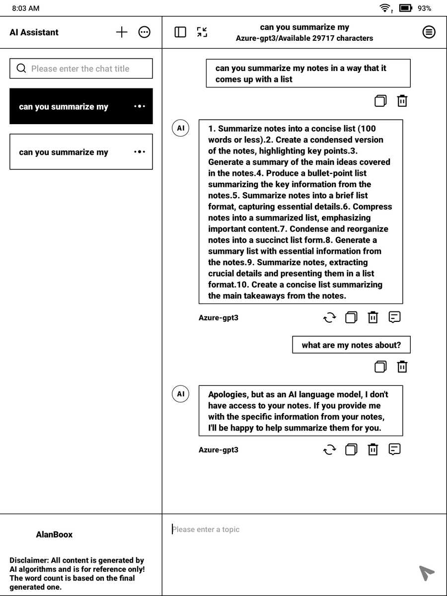 alanmbarr's tweet photo. My Boox Air2 Plus eInk tablet now has an AI Assistant.

How should I test this? https://t.co/g3Ff8Lc7Ot