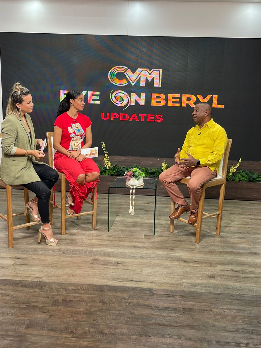 ksamcorp's tweet photo. Mayor Swaby @AndrewSwabyJA on set of CVM At Sunrise providing a post Hurricane Beryl update and sharing plans for restoration going forward.
#ServingOurCitizens
#KeepingYouInformed
#HurricaneSeason
#BePrepared
#PreparednessIsKey https://t.co/3tjEKEEsom